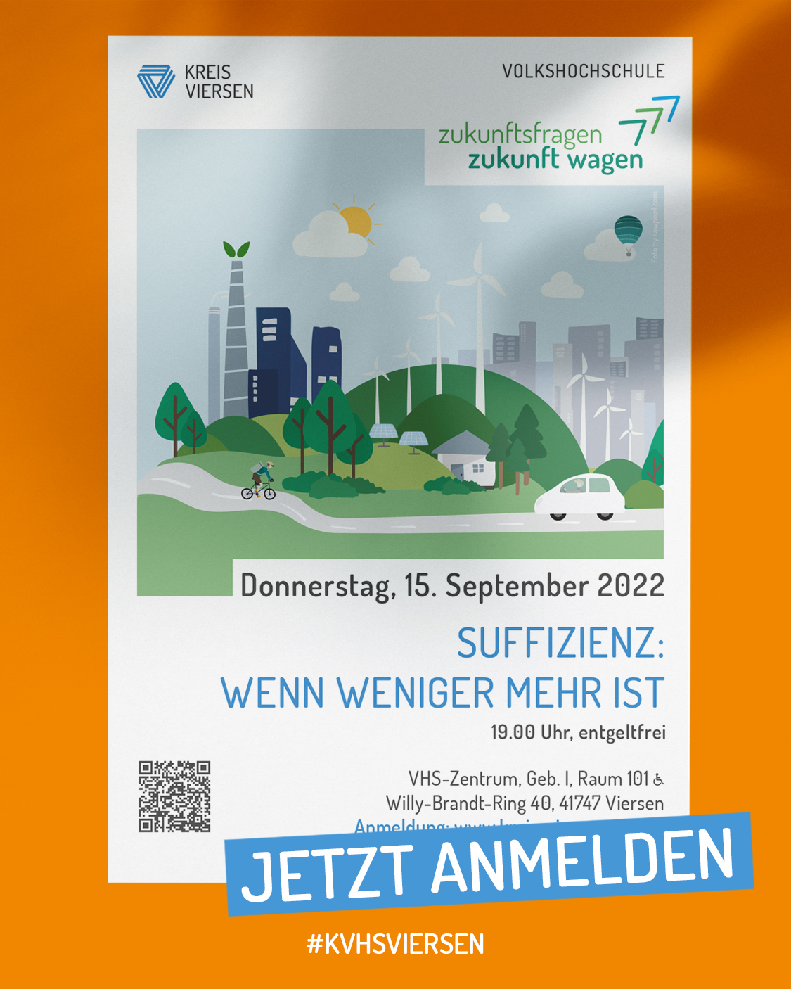 Plakat zur Veranstaltung "Suffizienz: Weniger ist mehr"