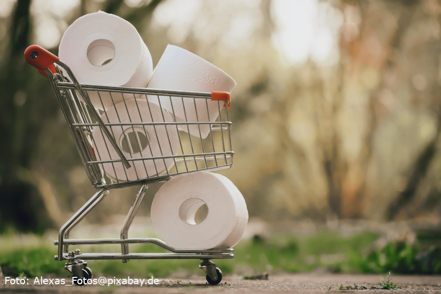 Einkaufswagen mit Klopapier